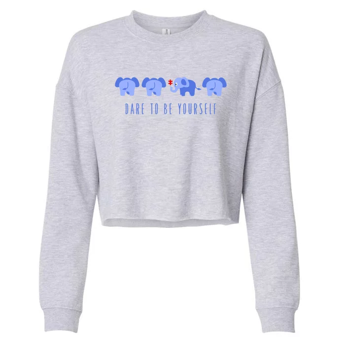 Dare To Be Yours Autism Cute Gift Cropped Pullover Crew