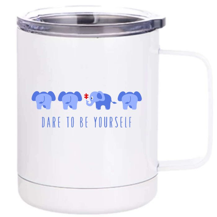 Dare To Be Yours Autism Cute Gift Front & Back 12oz Stainless Steel Tumbler Cup