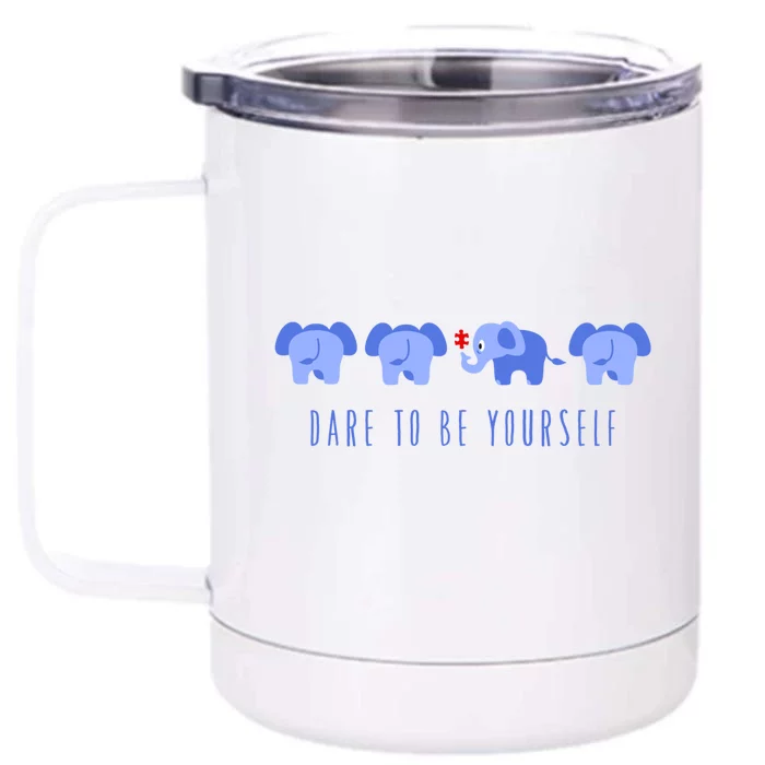 Dare To Be Yours Autism Cute Gift Front & Back 12oz Stainless Steel Tumbler Cup