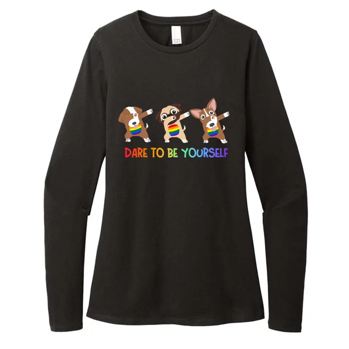 Dare To Be Yours Awesome Dabbing Dogs Rainbow Lgbt Pride Meaningful Gift Womens CVC Long Sleeve Shirt