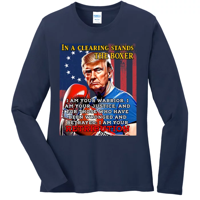 Donald Trump Boxer Indicted Jail Arrest Trump Mugshot Ladies Long Sleeve Shirt