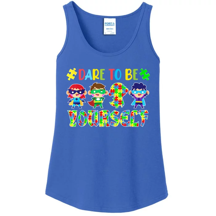 Dare To Be Yourself Autism Awareness Superheroes Cute Gift Ladies Essential Tank