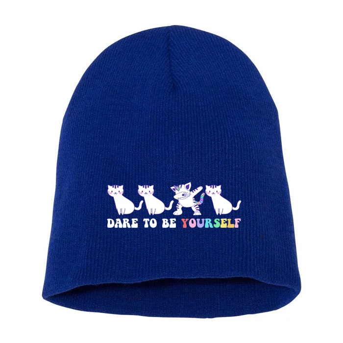 Dare To Be Yours Cute Gift Idea For A Caticorn Lovers Gift Short Acrylic Beanie