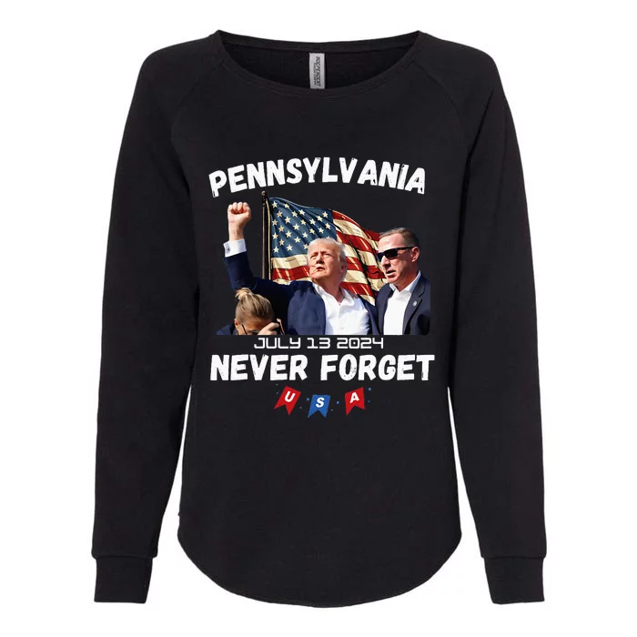 Donald Trump Butler Pennsylvania Never Forget Womens California Wash Sweatshirt