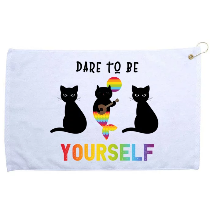 Dare To Be Yours Cute Lgbt Pride Cat Mermaid Funny Great Gift Grommeted Golf Towel