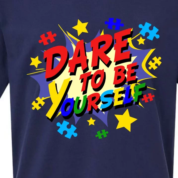 Dare To Be Yourself Autism Awareness Day Gift Sueded Cloud Jersey T-Shirt