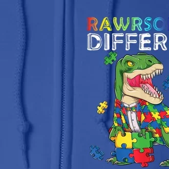 Dare To Be Yours Different Autism Awareness Dinosaur Cool Gift Full Zip Hoodie