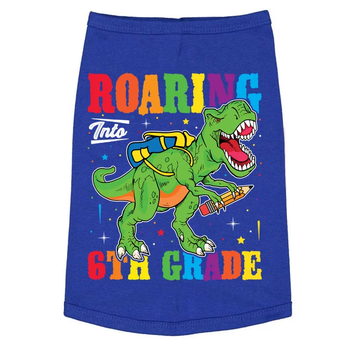 Dinosaur TRex Back To School Roaring Into Sixth Grade Gift Doggie Tank