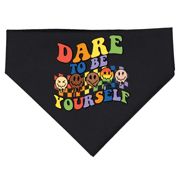 Dare To Be Yourself LGBT Rainbow Flag Pride Month USA-Made Doggie Bandana