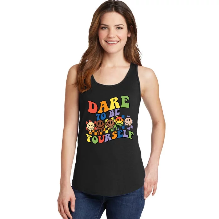 Dare To Be Yourself LGBT Rainbow Flag Pride Month Ladies Essential Tank