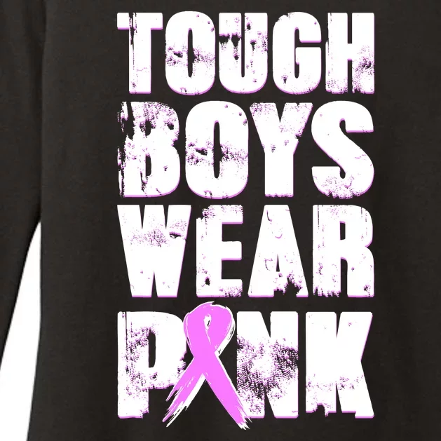 Distressed Tough Boys Wear Pink Breast Cancer Awareness Womens CVC Long Sleeve Shirt