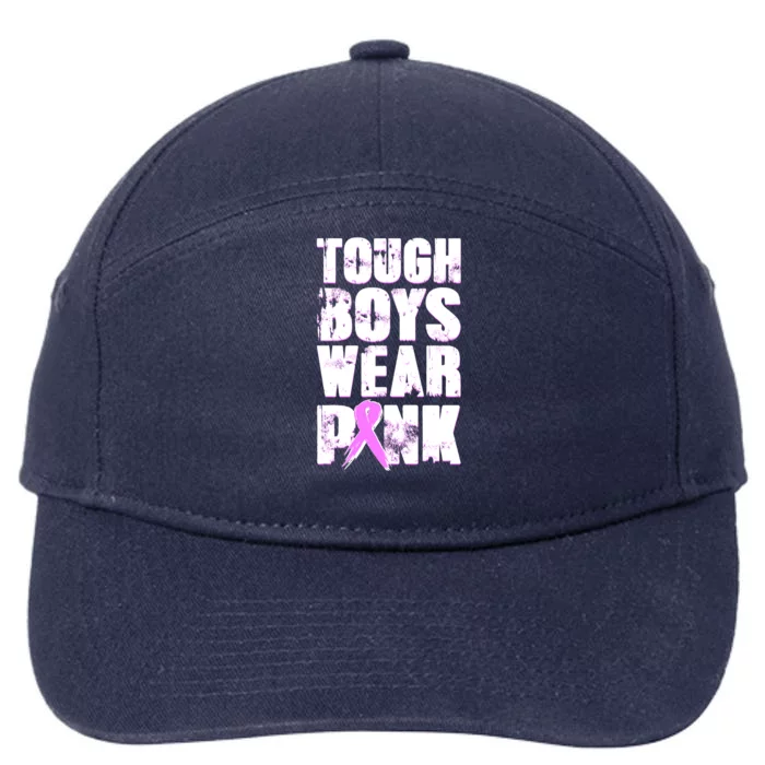 Distressed Tough Boys Wear Pink Breast Cancer Awareness 7-Panel Snapback Hat