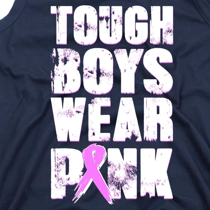 Distressed Tough Boys Wear Pink Breast Cancer Awareness Tank Top