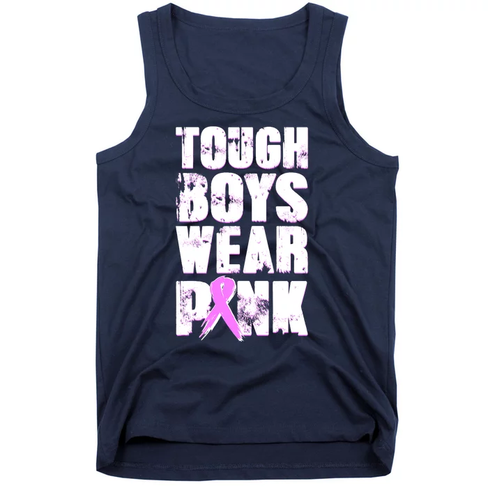 Distressed Tough Boys Wear Pink Breast Cancer Awareness Tank Top