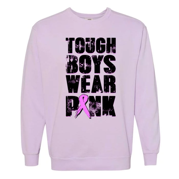 Distressed Tough Boys Wear Pink Breast Cancer Awareness Garment-Dyed Sweatshirt