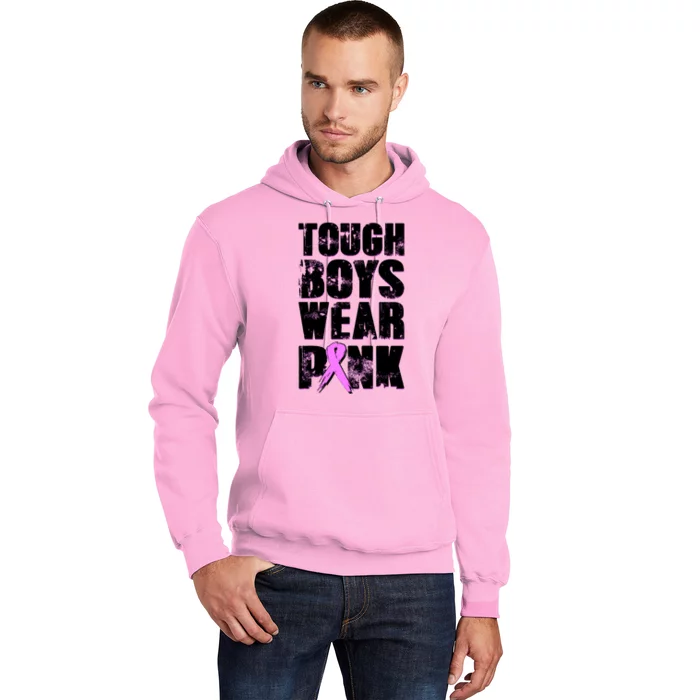 Distressed Tough Boys Wear Pink Breast Cancer Awareness Hoodie