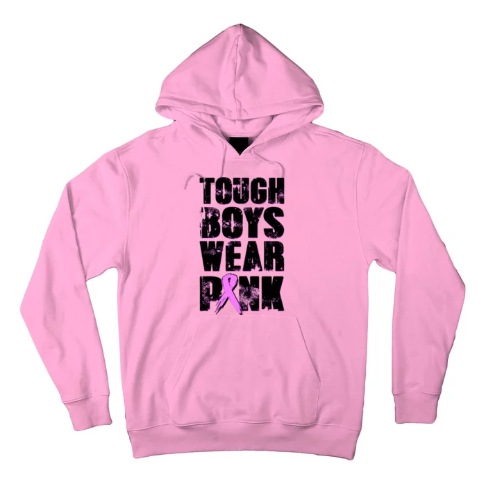 Distressed Tough Boys Wear Pink Breast Cancer Awareness Hoodie