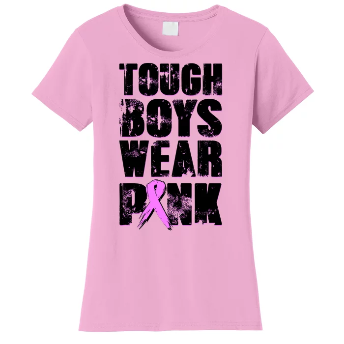 Distressed Tough Boys Wear Pink Breast Cancer Awareness Women's T-Shirt