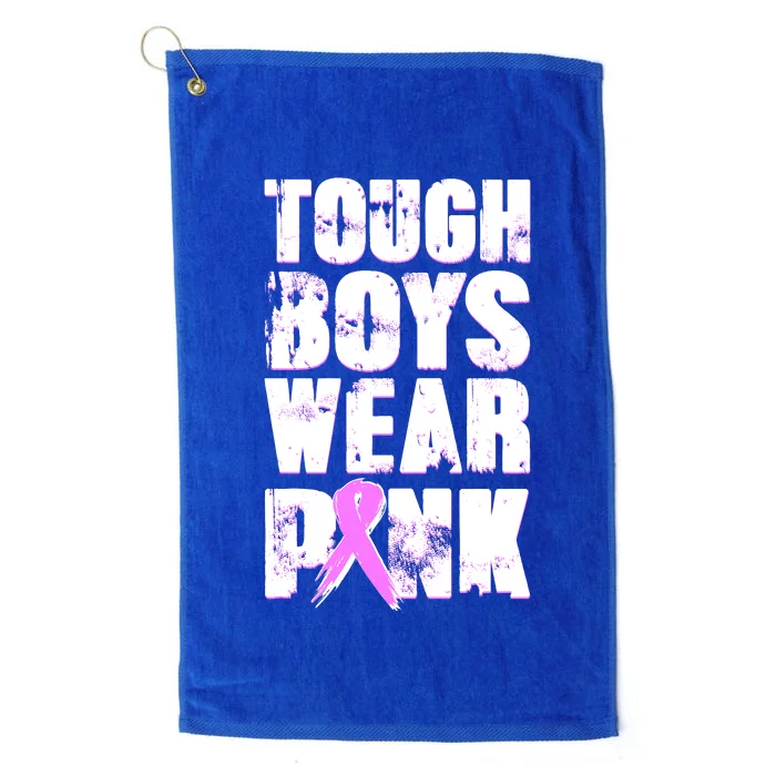 Distressed Tough Boys Wear Pink Breast Cancer Awareness Platinum Collection Golf Towel