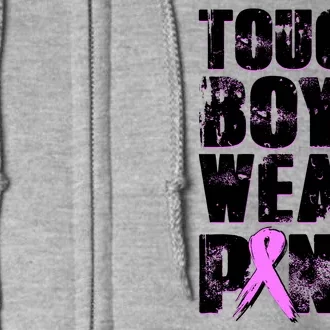 Distressed Tough Boys Wear Pink Breast Cancer Awareness Full Zip Hoodie