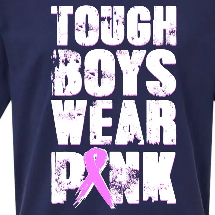 Distressed Tough Boys Wear Pink Breast Cancer Awareness Sueded Cloud Jersey T-Shirt