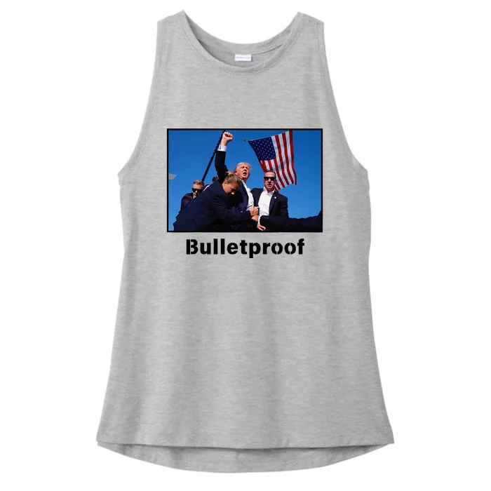 Donald Trump Bulletproof 2024 Presidential Candidate 45 Ladies Tri-Blend Wicking Tank