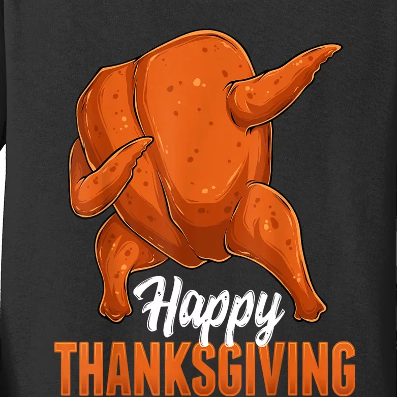 Dabbing Turkey Breast Thanksgiving Funny Dance Kids Long Sleeve Shirt