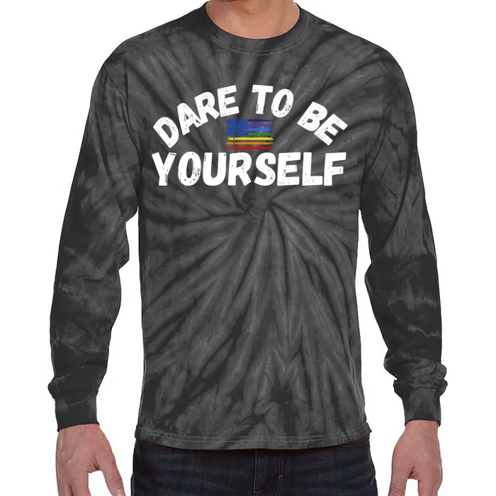 Dare To Be Yourself Pride March Cute LGBT Equality Women Men Tie-Dye Long Sleeve Shirt