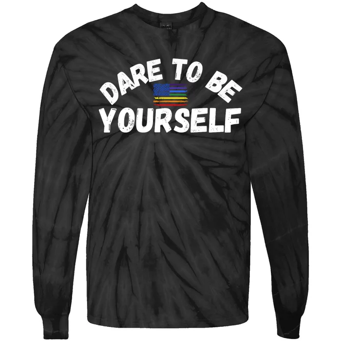 Dare To Be Yourself Pride March Cute LGBT Equality Women Men Tie-Dye Long Sleeve Shirt