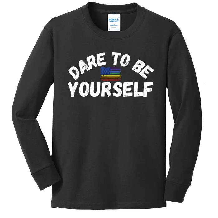 Dare To Be Yourself Pride March Cute LGBT Equality Women Men Kids Long Sleeve Shirt