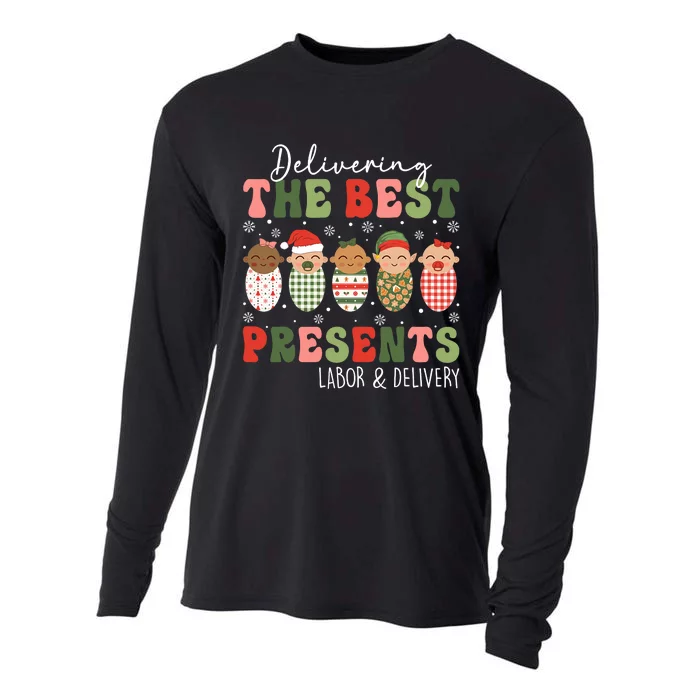 Delivering The Best Presents Labor Delivery Nurse Christmas Cooling Performance Long Sleeve Crew