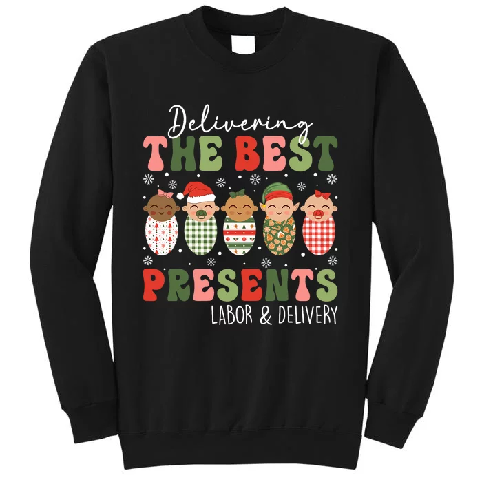 Delivering The Best Presents Labor Delivery Nurse Christmas Tall Sweatshirt