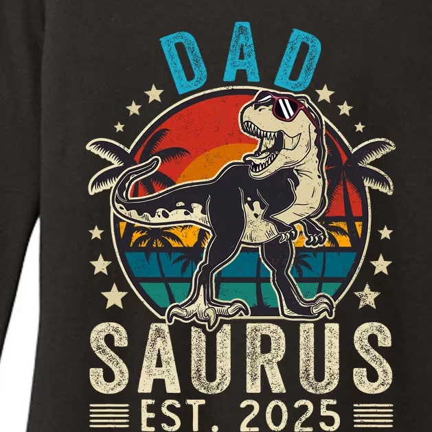 Dad To Be 2025 Dad Saurus Dinosaur Promoted To Daddy 2025 Womens CVC Long Sleeve Shirt