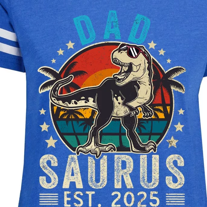 Dad To Be 2025 Dad Saurus Dinosaur Promoted To Daddy 2025 Enza Ladies Jersey Football T-Shirt