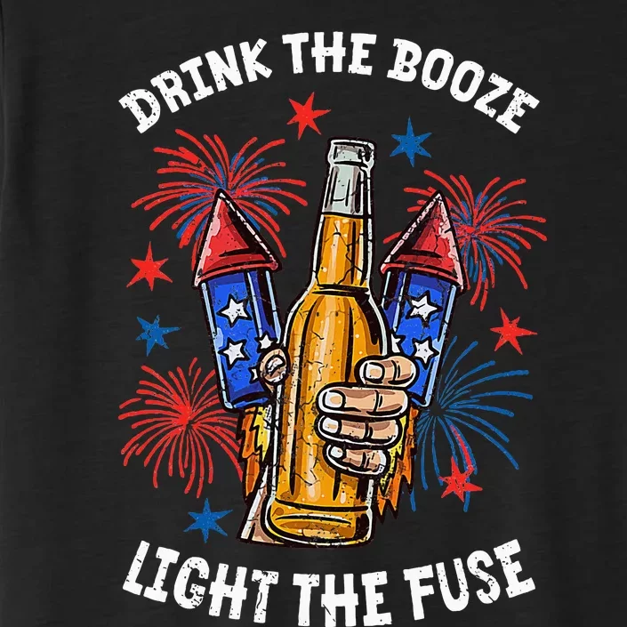 Drink The Booze Light The Fuse Fireworks ChromaSoft Performance T-Shirt