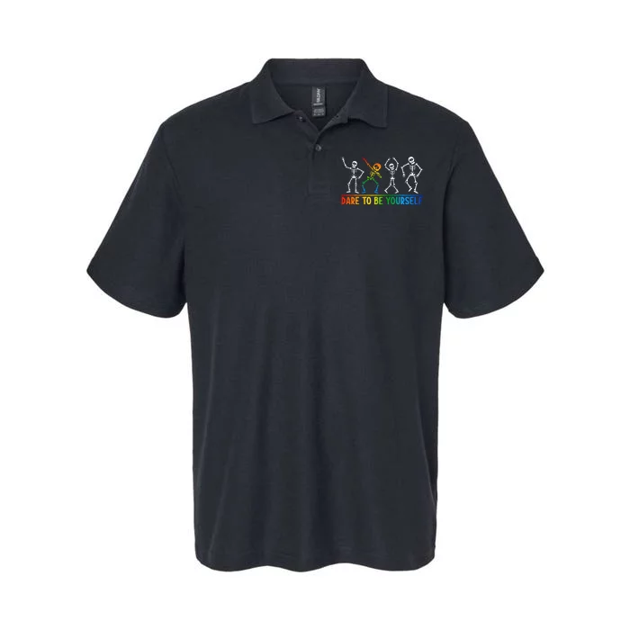 Dare To Be Yourself Cute Dabbing Lgbtq Pride Softstyle Adult Sport Polo