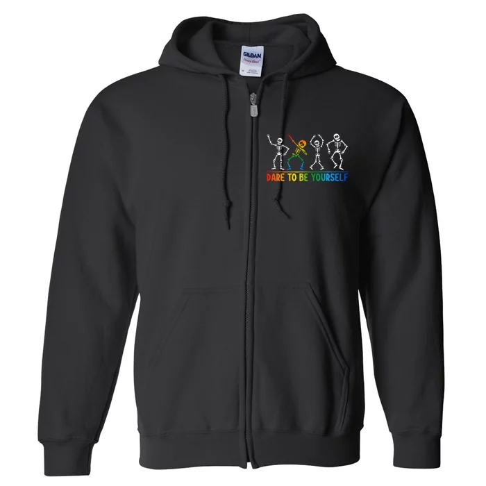 Dare To Be Yourself Cute Dabbing Lgbtq Pride Full Zip Hoodie