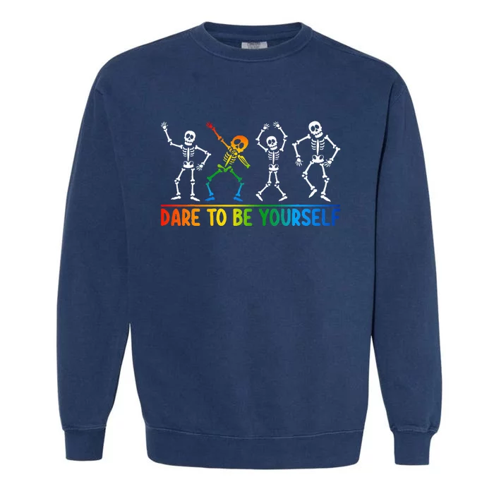 Dare To Be Yourself Cute Dabbing Lgbtq Pride Garment-Dyed Sweatshirt