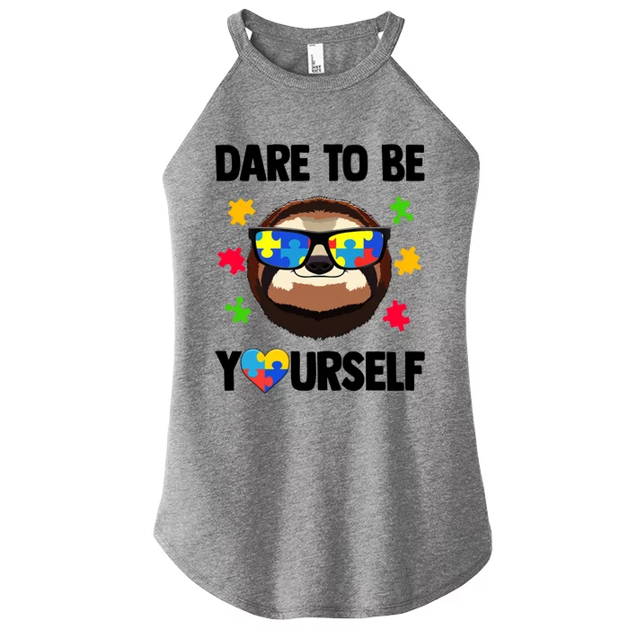 Dare To Be Yourself Autism Awareness Gift Women’s Perfect Tri Rocker Tank