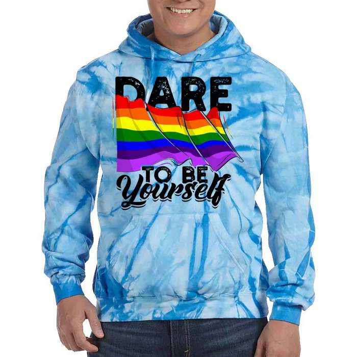 Dare To Be Yourself Lgbtq Pride And Equality Gift Tie Dye Hoodie