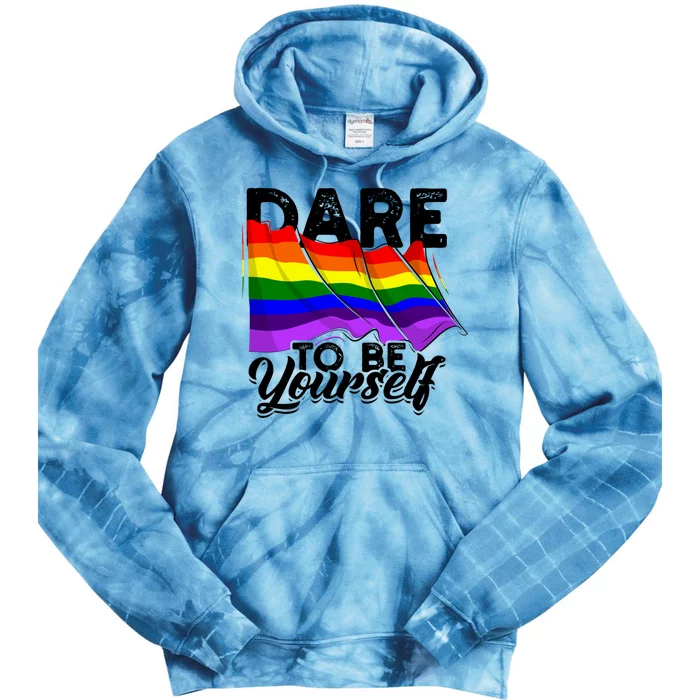 Dare To Be Yourself Lgbtq Pride And Equality Gift Tie Dye Hoodie