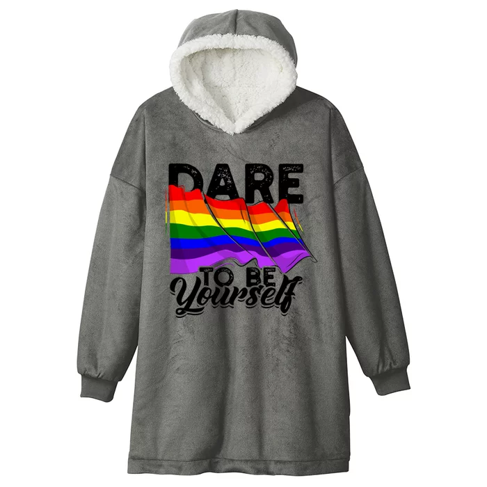 Dare To Be Yourself Lgbtq Pride And Equality Gift Hooded Wearable Blanket