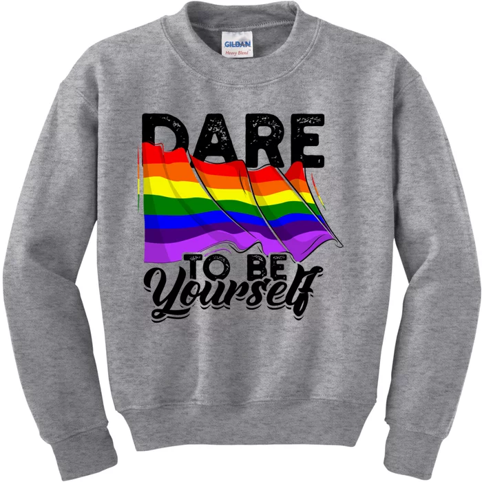 Dare To Be Yourself Lgbtq Pride And Equality Gift Kids Sweatshirt