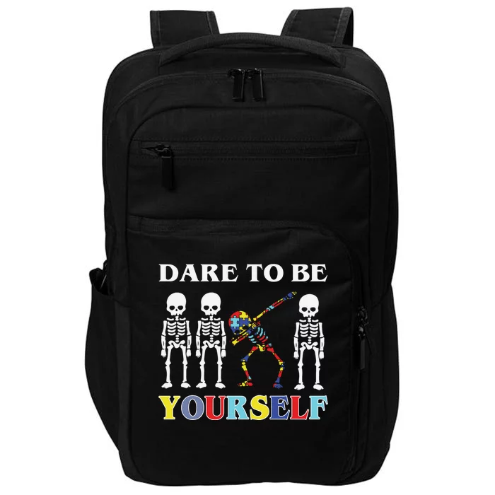 Dare To Be Yourself Autism Awareness Skeleton Impact Tech Backpack