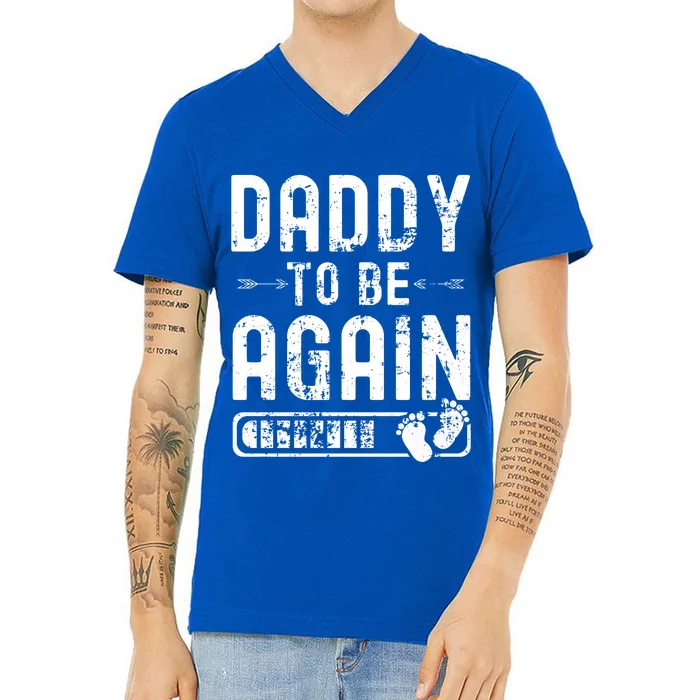 Daddy To Be Again New Dad Announcement V-Neck T-Shirt