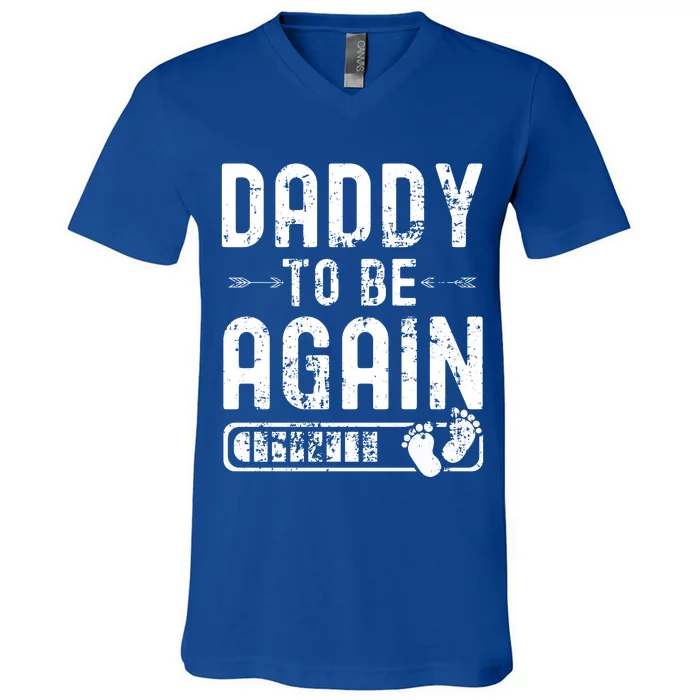 Daddy To Be Again New Dad Announcement V-Neck T-Shirt