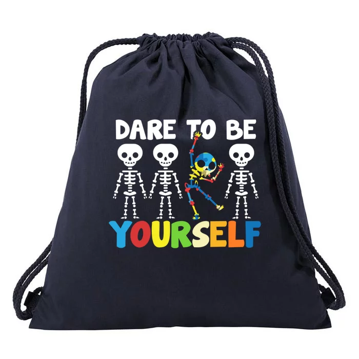 Dare To Be Yourself Autism Awareness Month Gift Drawstring Bag