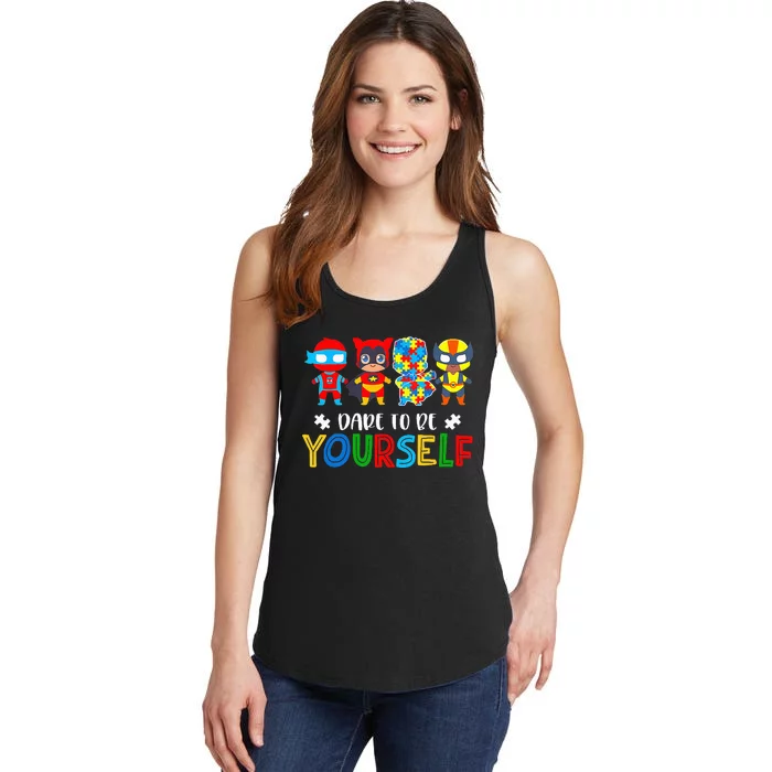 Dare To Be Yourself Shirt Autism Awareness Ladies Essential Tank