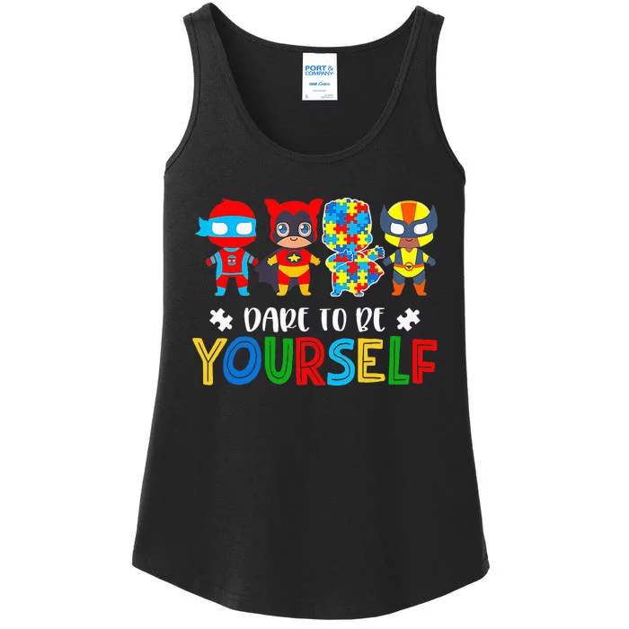 Dare To Be Yourself Shirt Autism Awareness Ladies Essential Tank