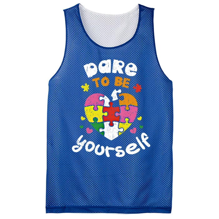 Dare To Be Yourself Autism Awareness Month Campaign Great Gift Mesh Reversible Basketball Jersey Tank